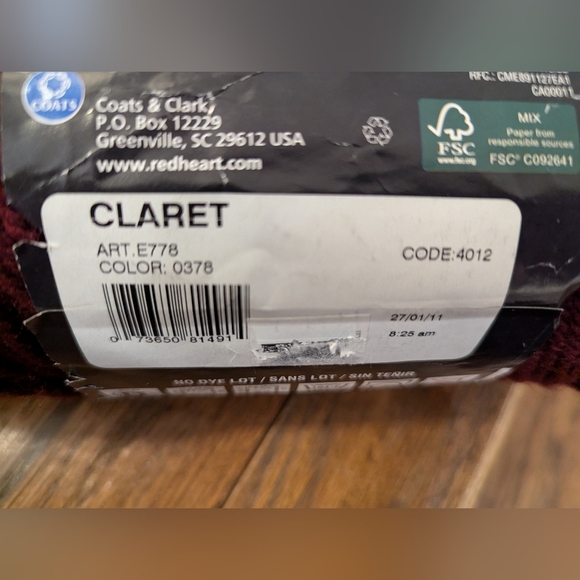 RED HEART SUPER SAVER CHUNKY Burgundy Claret. NET WT 6 oz 170 g - Picture 6 of 8